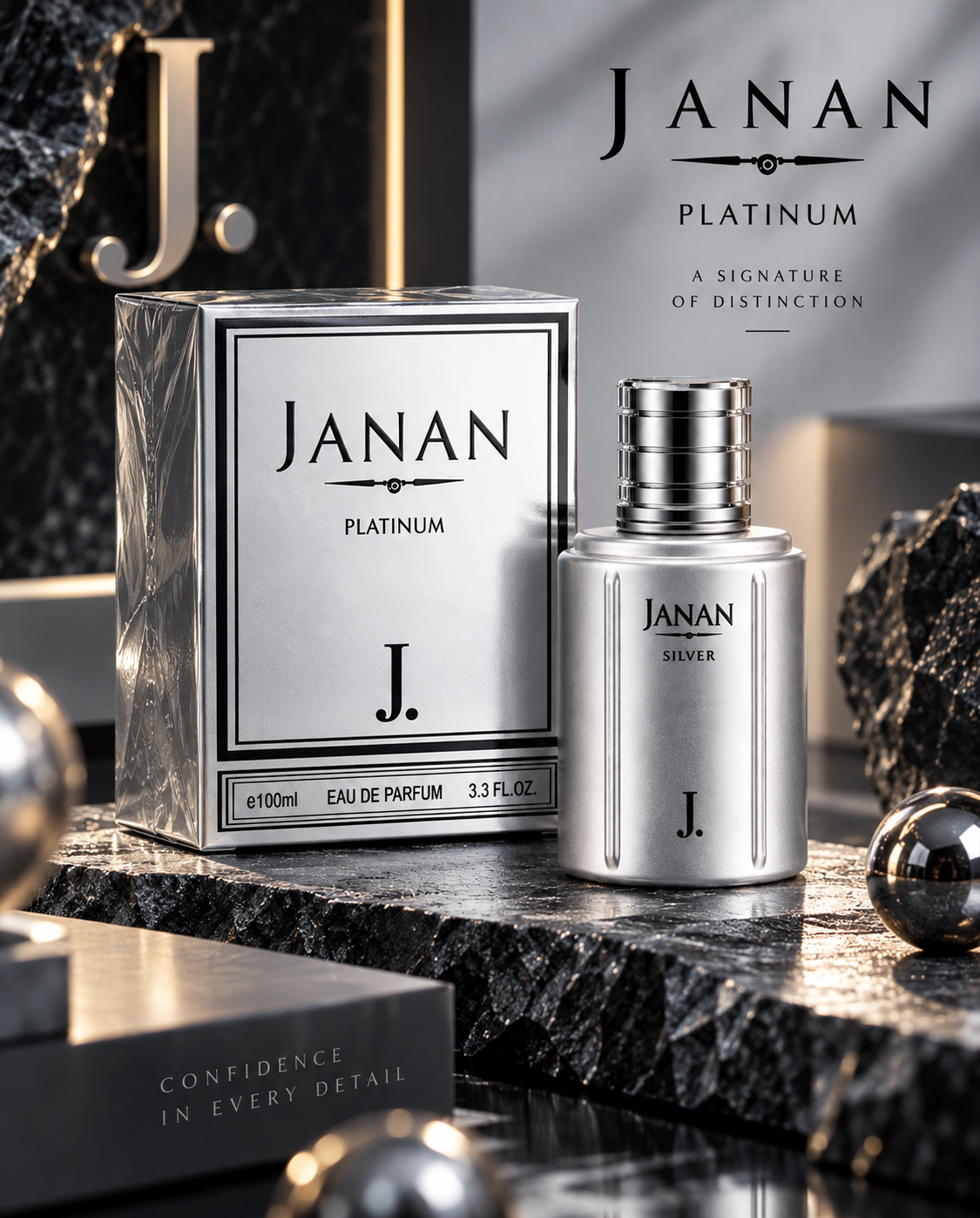 J. Janan Platinum Eau De Parfum for Men – 100ml